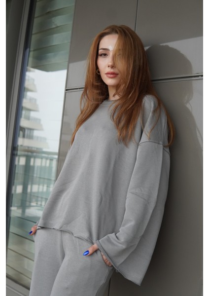 Gri Oversize Eşofman Takım