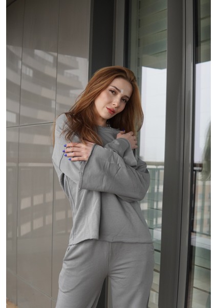 Gri Oversize Eşofman Takım