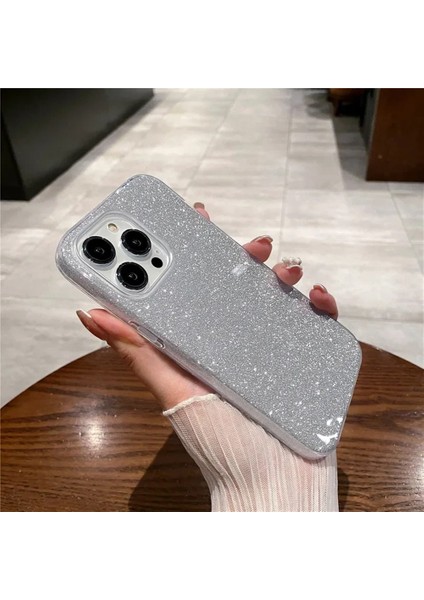 Apple iPhone 13 Pro Max Kılıf Parlak Simli Muhteşem Görünüm, Sert ve Dayanıklı Iki Katmanlı Ultra Koruma Sert Silikon