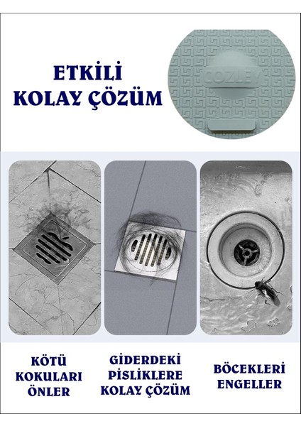 Lavabo Kötü Koku Giderici Önleyici Silikon Mat - Sızdırmaz Lavabo Tıkacı - Lavabo Tıpası Evye Kapağı - Böcek Önleyici Kapak - GRİ