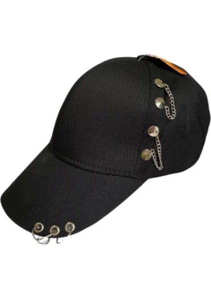 Şapka Kasket Şapka Spor Şapka Unisex Siyah Zincir Piercing Li