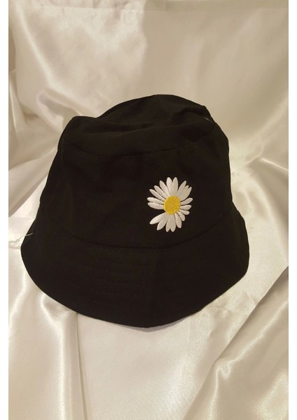 Şapka Bucket Şapka Balıkçı Kova Şapka Unisex Yuvarlak Şapka Papatya Işlemeli