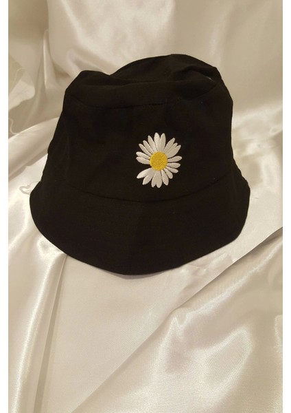 Şapka Bucket Şapka Balıkçı Kova Şapka Unisex Yuvarlak Şapka Papatya Işlemeli