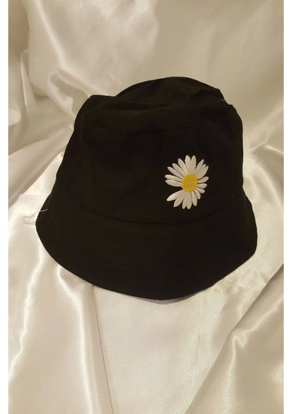 Şapka Bucket Şapka Balıkçı Kova Şapka Unisex Yuvarlak Şapka Papatya Işlemeli