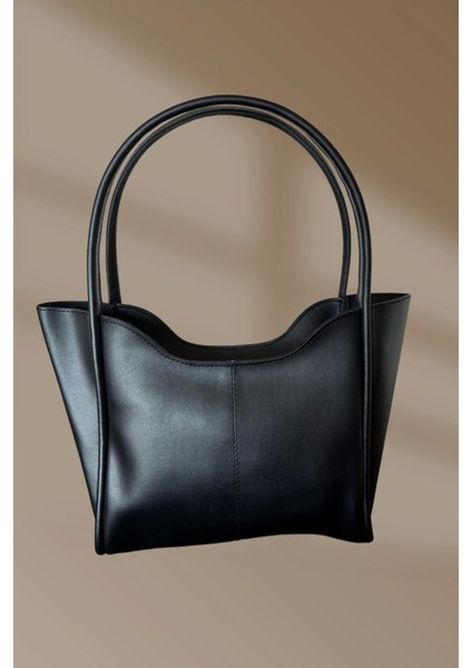 Fermuarlı Siyah Kadın El ve Omuz Çantası