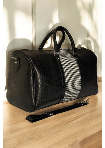 Nons Duffel Desenli Deri Seyahat Çantası Unisex Spor Çanta Şık El Valizi