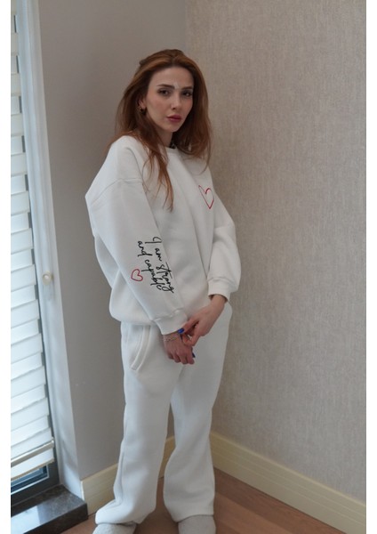 Oversize Geniş Kalıp Bisiklet Yaka Kalın Basic Yazılı
