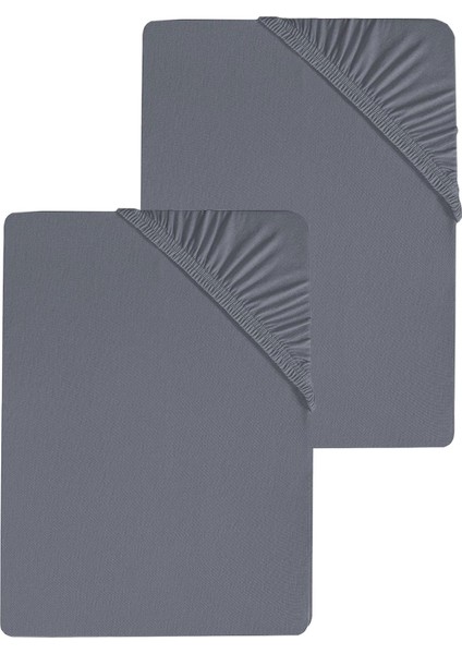 2 Adet Düz Pamuklu Tek Kişilik 80 x 200 x 30 cm Lastikli Penye Çarşaf