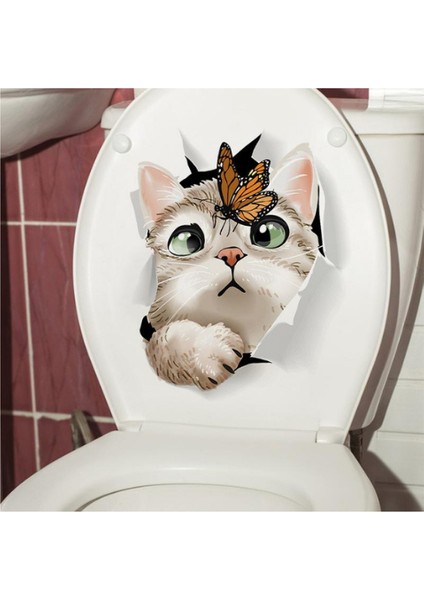 Kedi Görselli Klozet Etiketi Sticker