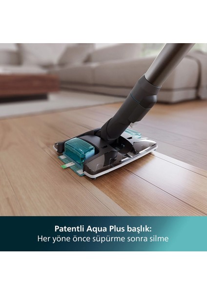 TriActive Akıllı LED başlık Aqua Plus 8000 Serisi-Islak & Kuru Çift Bataryalı Dik Süpürge 5 Aşamalı Filtreleme Sistemi Yıkanabilir Motor Filtreli