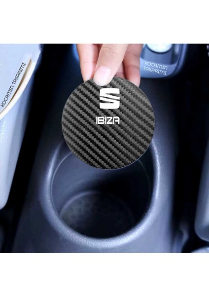 Karbon Desenli Seat Ibiza Bardak Altlığı Seat Ibiza Iç Mekanı Için Spor 7 cm Tasarımı 2 Adet