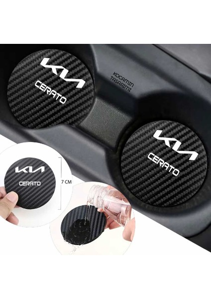 Karbon Desenli Kia Cerato Bardak Altlığı Kia Cerato Iç Mekanı Için Spor 7 cm Tasarımı 2 Adet