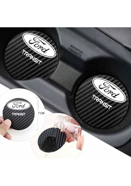 Ford Transit Araba Için Karbon Bardak Altlığı Ford Transit Yazılı 7 cm Dayanıklı Şık Tasarım 2 Adet fırsatları