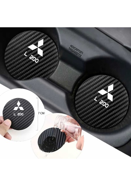 Karbon Desenli Mitsubishi L 200 Bardak Altlığı Mitsubishi L 200 Iç Mekanı Için Spor 7 cm Tasarımı 2 Adet fırsatları