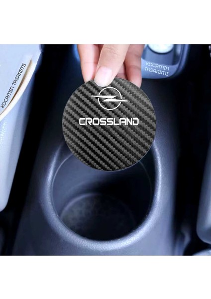 Opel Crossland Siyah Karbon 7 cm Bardak Altlığı Opel Crossland Özel Dayanıklı ve Şık Tasarım 2 Adet