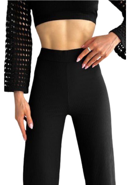 Looksense Kadın Kaşkorse Yüksek Bel Bol Paça Fitilli Tayt 01034 modelleri