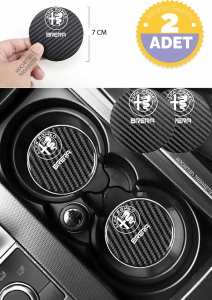Alfa Romeo Brera Karbon 7 cm Bardak Altlığı Alfa Romeo Brera Amblemli Dayanıklı ve Şık 2 Adet