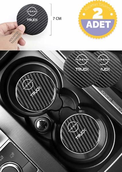 Nissan Truck Araba Için Karbon Bardak Altlığı Nissan Truck Yazılı 7 cm Dayanıklı Şık Tasarım 2 Adet