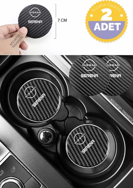 Nissan Serena Modeline Uygun Karbon Araç Bardak Altlığı 2 Adet Nissan Serena Iç Mekanı Için Şık 7 cm Tasarım