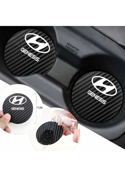 Hyundai Genesis Otomobil Için Siyah Karbon Bardak Altlığı Hyundai Genesis Için Dayanıklı ve Şık 7 cm Tasarım 2 Adet fırsatları