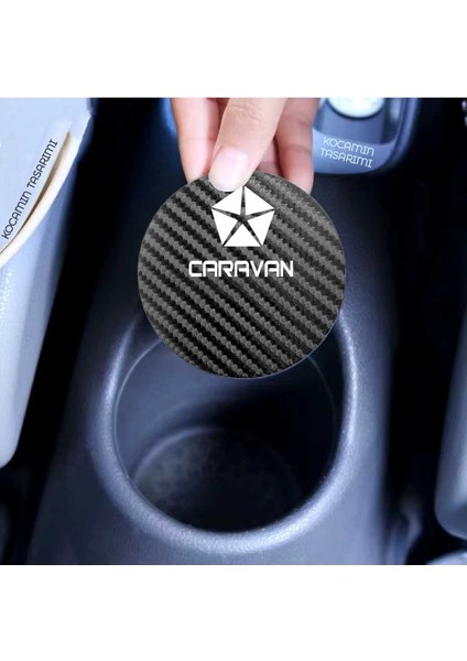 Chrysler Caravan Otomobil Için Siyah Karbon Bardak Altlığı Chrysler Caravan Için Dayanıklı ve Şık 7 cm Tasarım 2 Adet