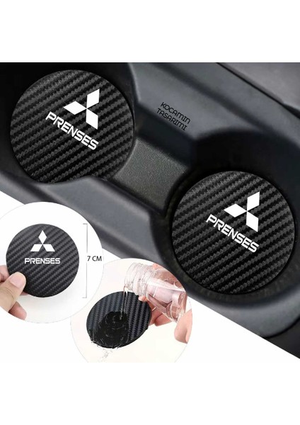 Mitsubishi Prenses 7 cm Karbon Araç Bardak Altlığı Mitsubishi Prenses Yazılı Şık ve Dayanıklı Tasarım 2 Adet fırsatları