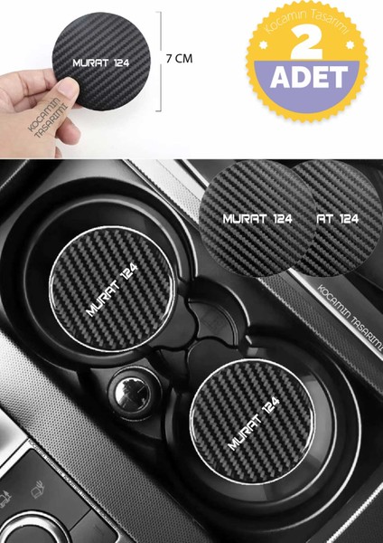 Tofaş Murat 124 Modeline Uygun Karbon Araç Bardak Altlığı 2 Adet Tofaş Murat 124 Iç Mekanı Için Şık 7 cm Tasarım
