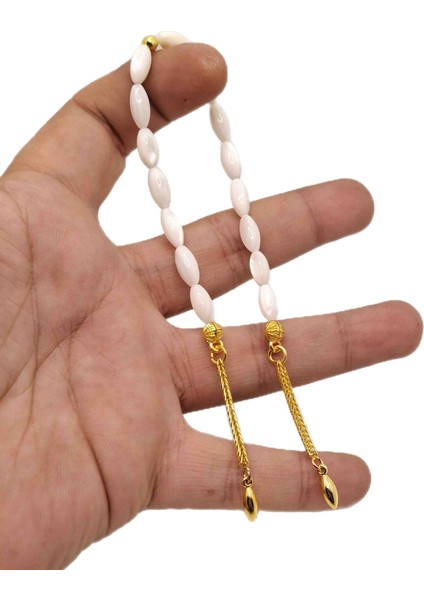 Altın Renk Kombinli Doğal Sedef Taşı Zaza Tesbih