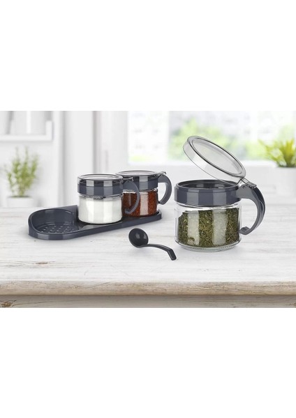 Baharat Seti 3 Adet Kaşıklı Standlı Cam Baharatlık fırsatları