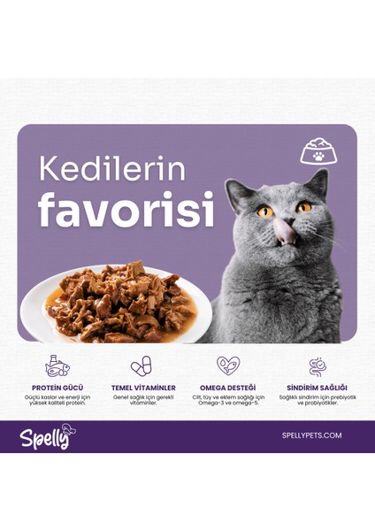 24 Adet x Spelly Premium Yetişkin Kedi Yaş Mama - Tavuk (85GR)