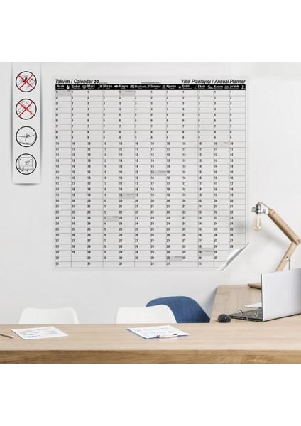 Statik Kağıt Yıllık Takvim Planlayıcı 100 cm x 100 cm 10