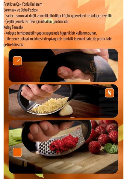 Sarımsak Ezici Zencefil Meyve Ezici 304 Paslanmaz Çelik 721211