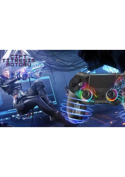 Ps4/pc Uyumlu Rgb Çift Motor Titreşimli Spiderman Bluetooth Oyun Kolu