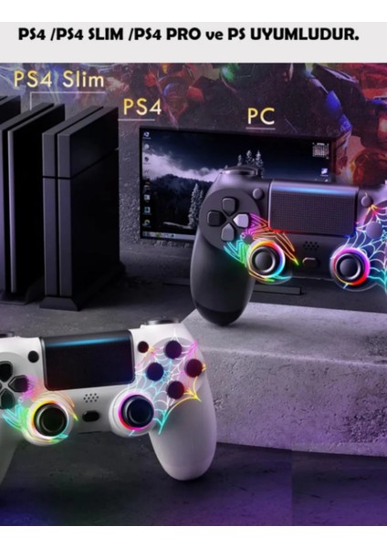 Ps4/pc Uyumlu Rgb Çift Motor Titreşimli Spiderman Bluetooth Oyun Kolu