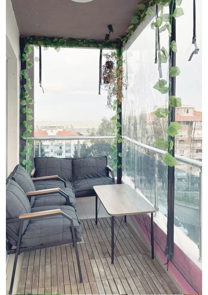 210X350 cm Fermuarlı Şeffaf Balkon Brandası