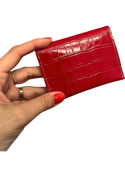 Design - Rich Model Kırmızı Rugan Kroko ve Mat Kırmızı Renk Hakiki Deri Çoklu Kartlık Cüzdan Bereket modelleri