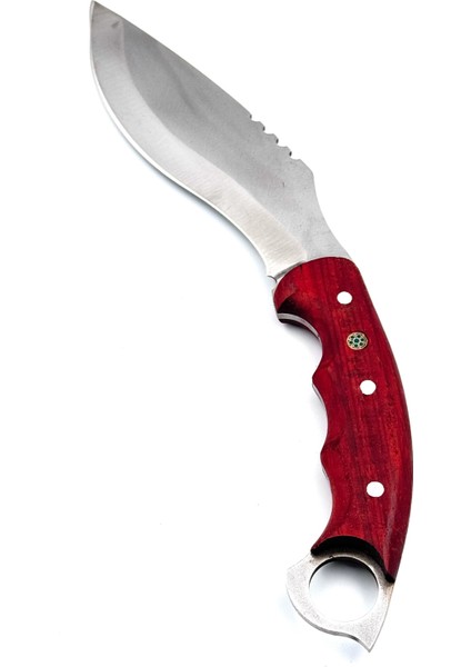 Kamp Outdoor Kukri Bıçak 35 cm Hediye Işlemeli Deri Kılıf Paslanmaz Çelik