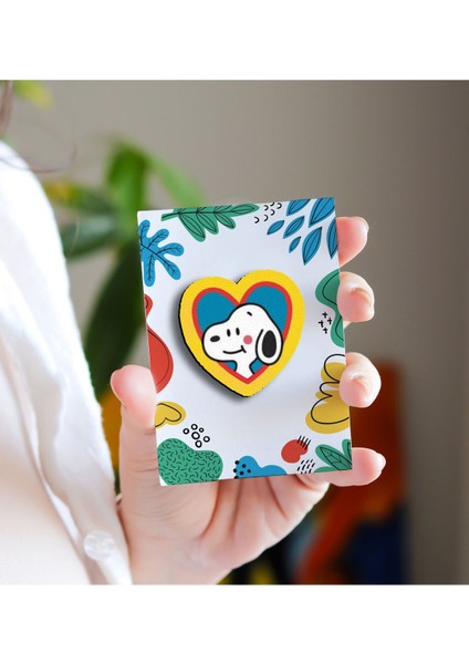 Kalpli Snoopy - Rozet - Broş - Yaka Çanta Aksesuar