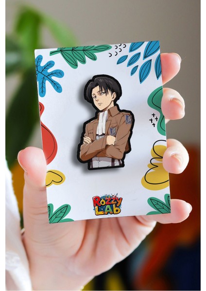 Levi Ackerman - Anime Rozet - Ahşap - Pin - Broş - Yaka Çanta Aksesuar