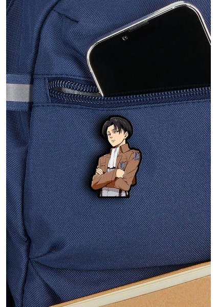 Levi Ackerman - Anime Rozet - Ahşap - Pin - Broş - Yaka Çanta Aksesuar
