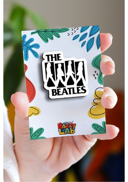 The Beatles Music Rozet Pin - Ahşap - Broş - Yaka Çanta Aksesuar