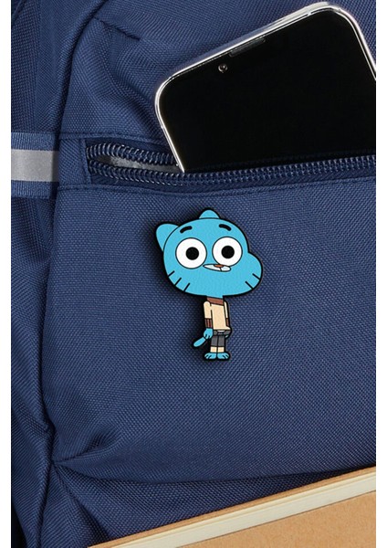 Gumball Watterson No.2 Pin - Rozet - Ahşap - Broş - Yaka Çanta Aksesuar fiyatları