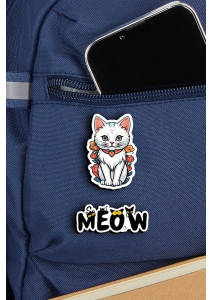 4'lü Kedi Rozet Set Kediler Siyah Beyaz Sarı - Rozet - Broş - Yaka Çanta Aksesuar fırsatları