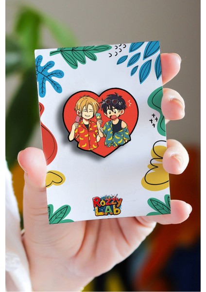 Banana Fish Ash Eiji - Anime Rozet - Broş - Yaka Çanta Aksesuar