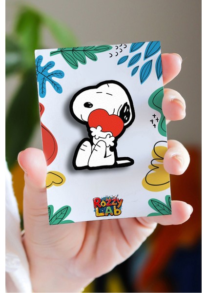 Snoopy Kalp - Rozet - Broş - Yaka Çanta Aksesuar