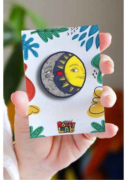 Ay ve Güneş Sun And Moon - Rozet - Broş - Yaka Çanta Aksesuar
