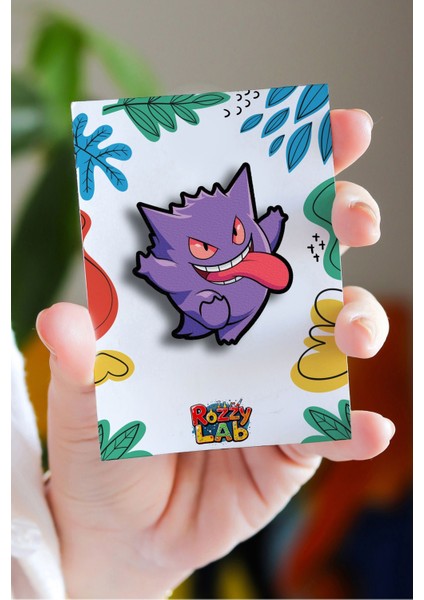 Pokemon Gengar - Rozet - Broş - Yaka Çanta Aksesuar