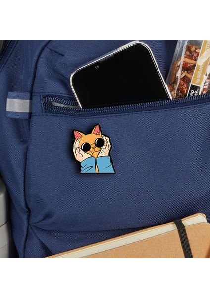 Gözlüklü Kedi Ahşap Broş - Yaka Çanta Aksesuar Renkli Eğlenceli Tasarım fiyatları