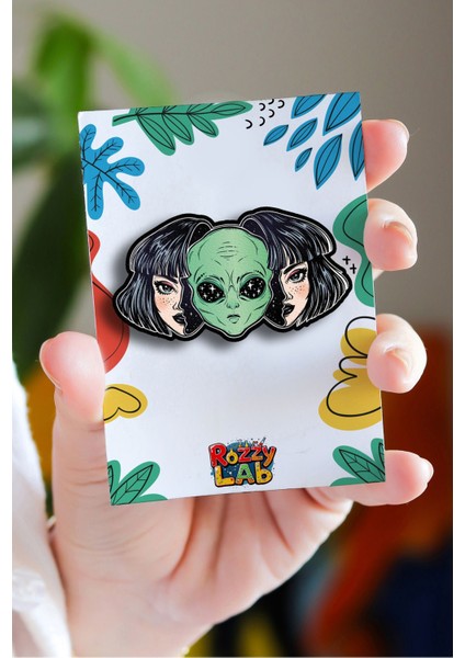 Alien Head Inside - Rozet - Broş - Yaka Çanta Aksesuar