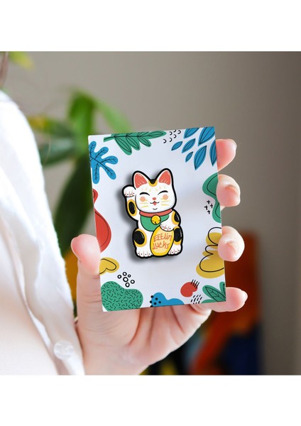 Lucky Cat Japanese - Rozet - Broş - Yaka Çanta Aksesuar